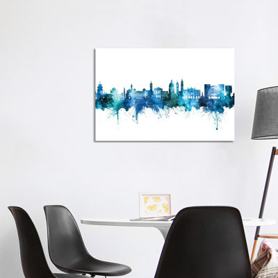 Nice France Skyline Blue Teal by Michael Tompsett - 1 Piece Wrapped Canvas Painting