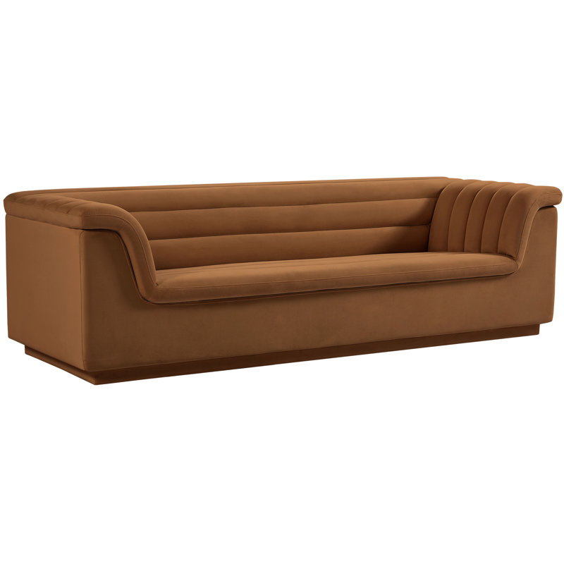 Hoenack 94'' Velvet Sofa, Saddle Velvet