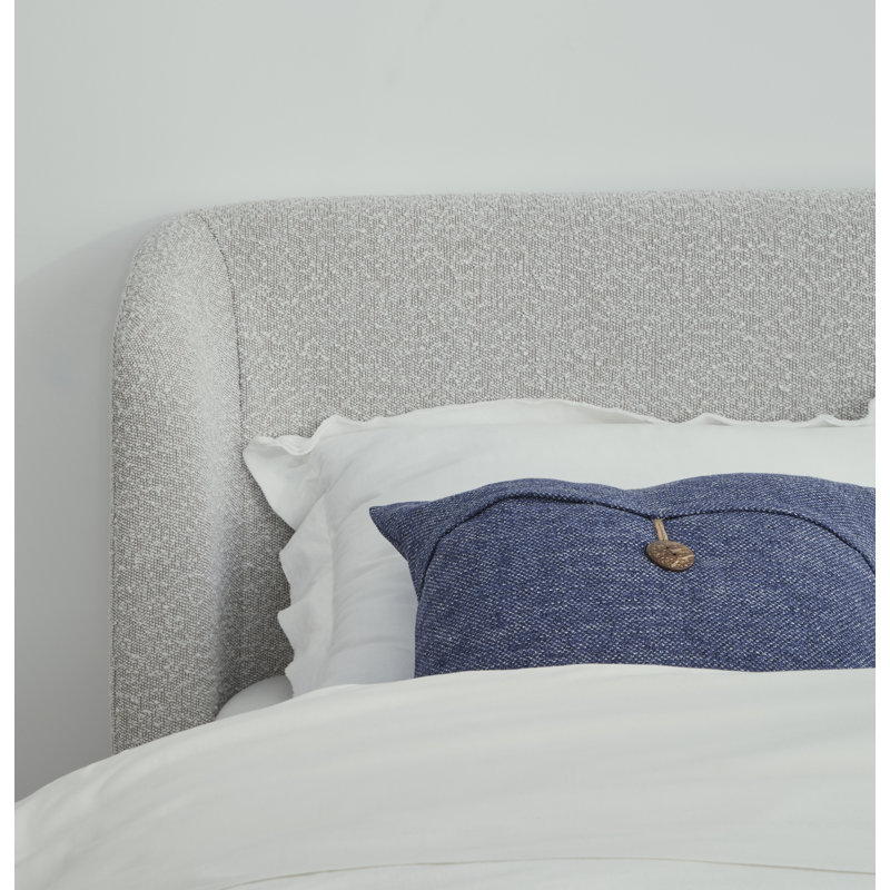 Lit plateforme tapissier Kris, Roi, Boucle blanc