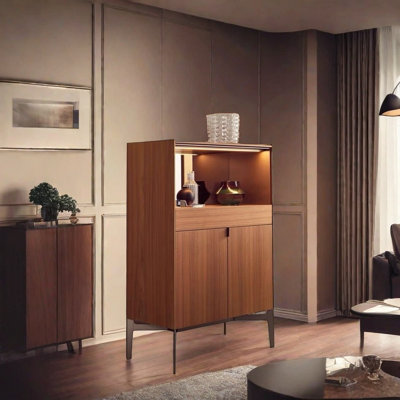 Simple Walnut Colour Accent Cabinet