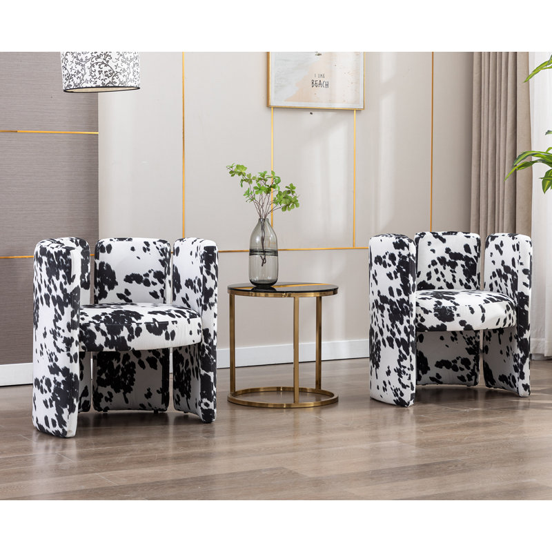 Chaise d'appoint en velours Dal, Noir / blanc