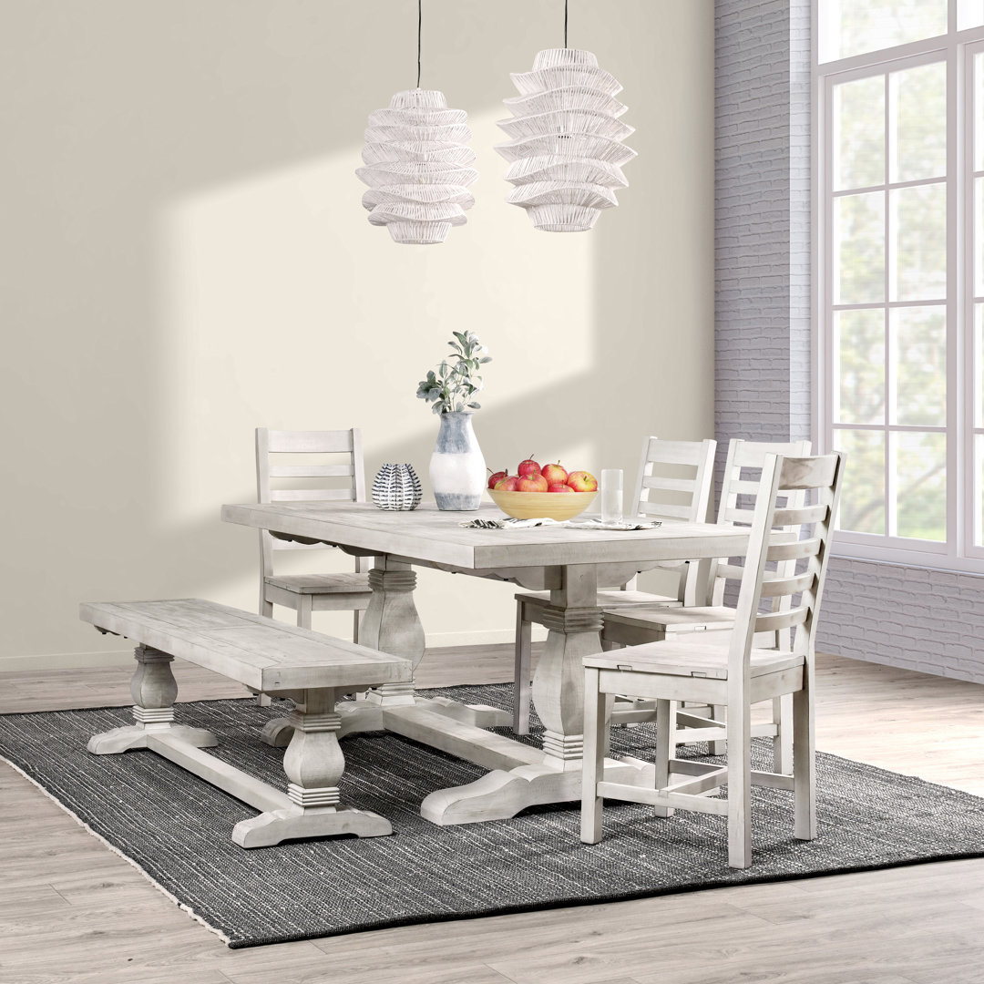 Kinston 6 Piece Dining Set - Distressed Ivory Rosalind Wheeler