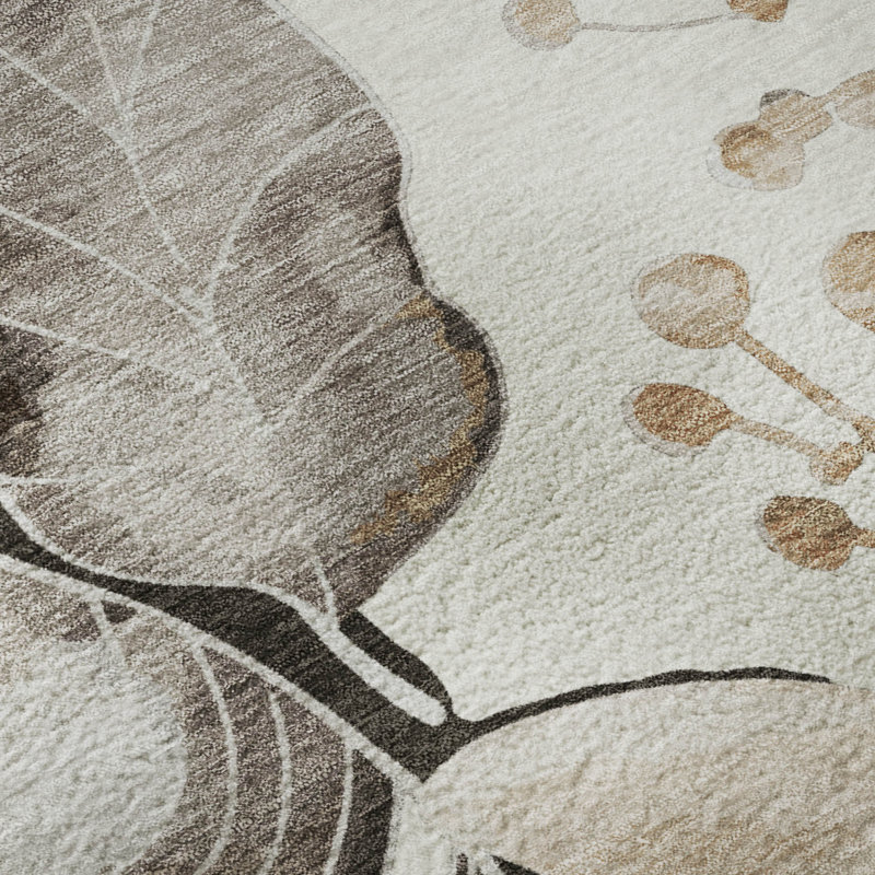 Tapis floral lavable à la machine de qualité supérieure Mayfield AMF2260, Ivoire ivoire, 3 pi x 5 pi