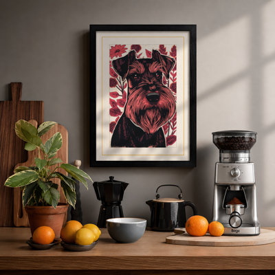 Bearded Terrier Portrait Vintage - Framed Print
