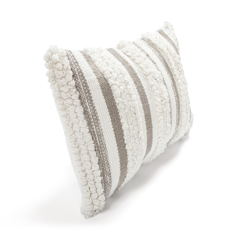 Housse de coussin rectangulaire en coton Reyna, Neutre, H 20 po x l 13 po, Housse de coussin seulement - sans coussin