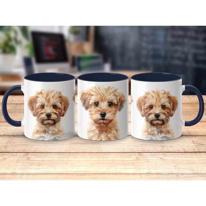 11oz Watercolour Golden Retriever Design Coffee Mug, 2, Navy