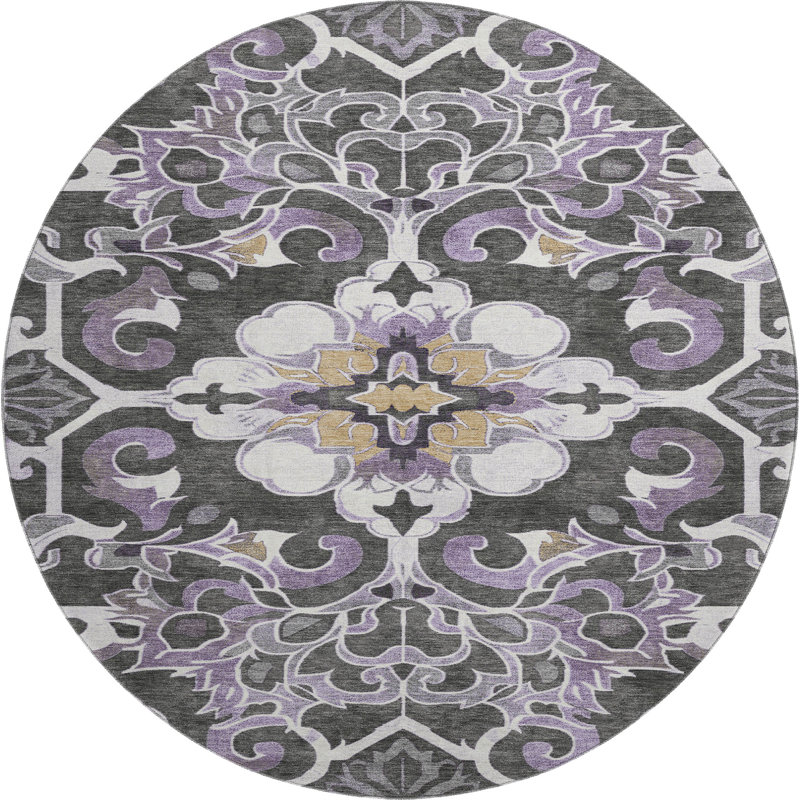 Premium Machine Washable Ralston AMF1947 Global Rug, Round 8'