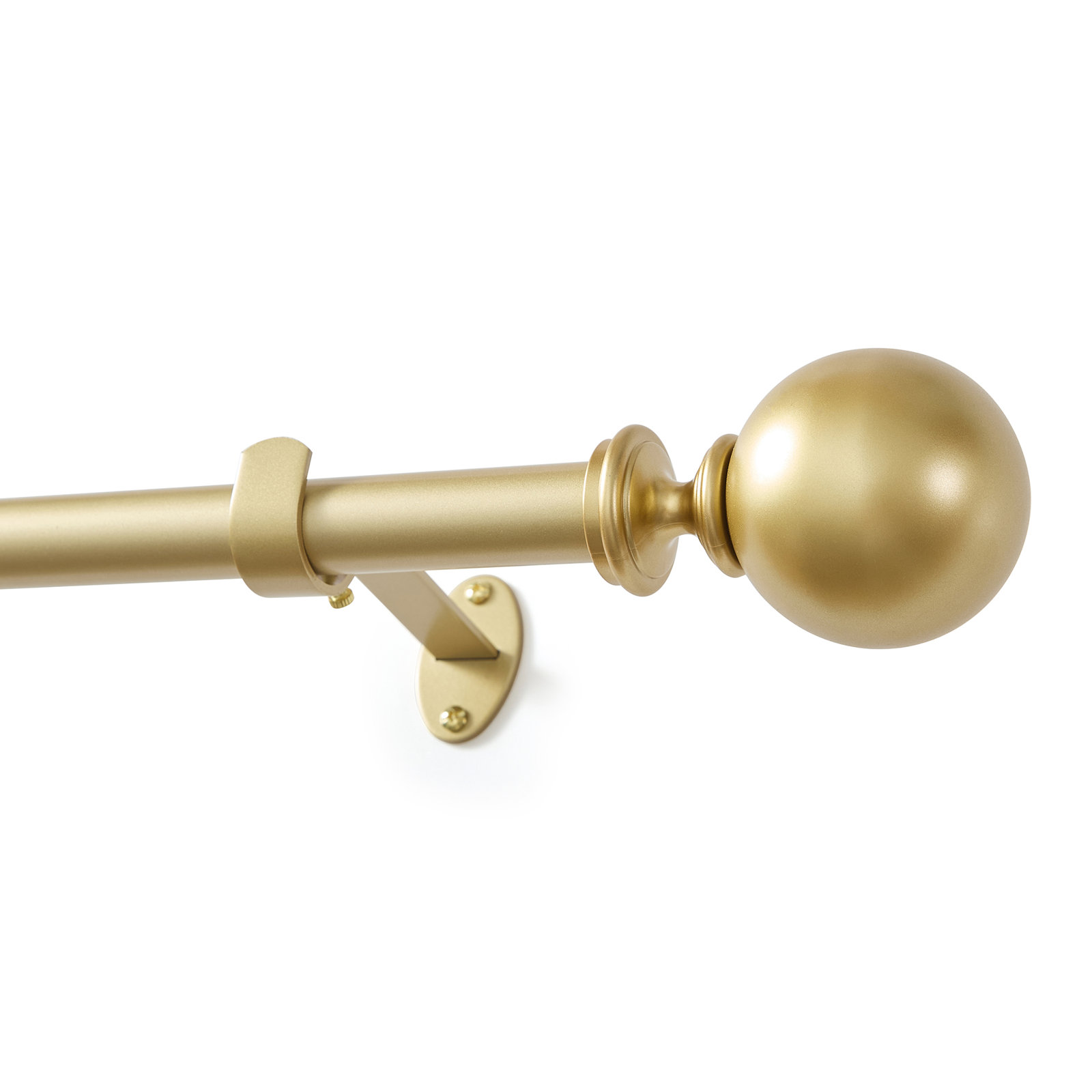 Darion Ball Finial Single Curtain Rod, 2.5" H x 86" W x 5" D, Soft Gold