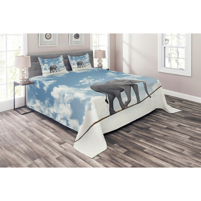 Elephant Eclectic Polyester Coverlet, Queen Bedspread + 2 Shams