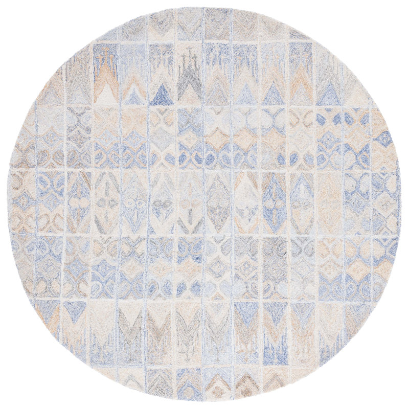 Tapis géométrique touffeté à la main Melica, Rond 6 pi