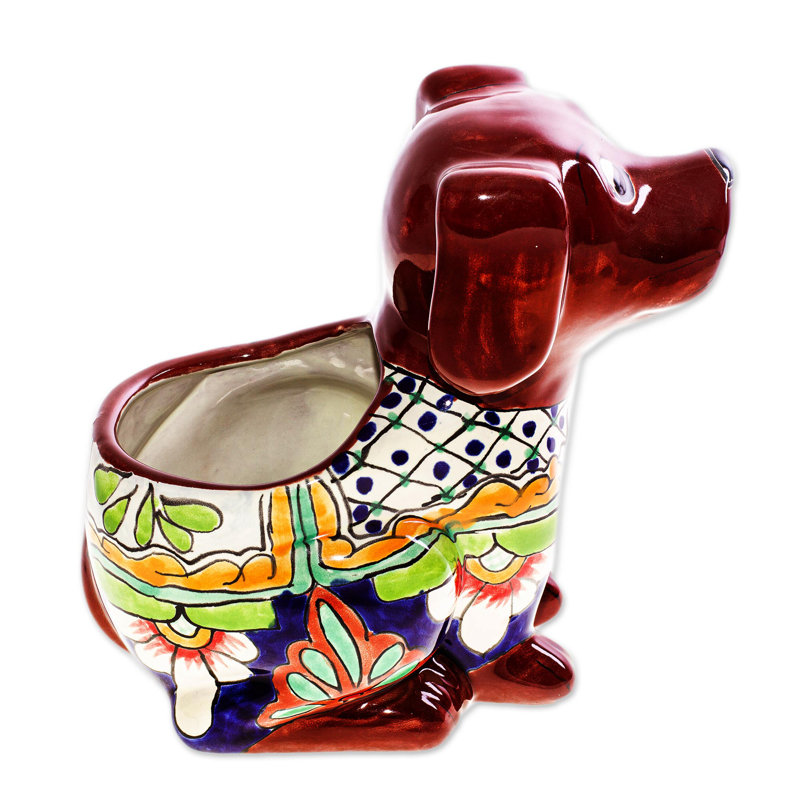 Pot à fleurs en céramique Talavera Dog