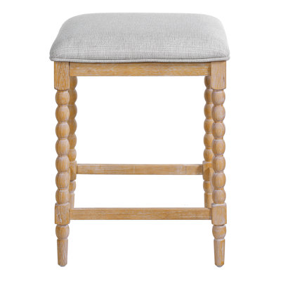 26 Inch Counter Stools, With Upholstered Seat, Solid Acacia Wood Frame, Foam-Padded for Comfort and Durability