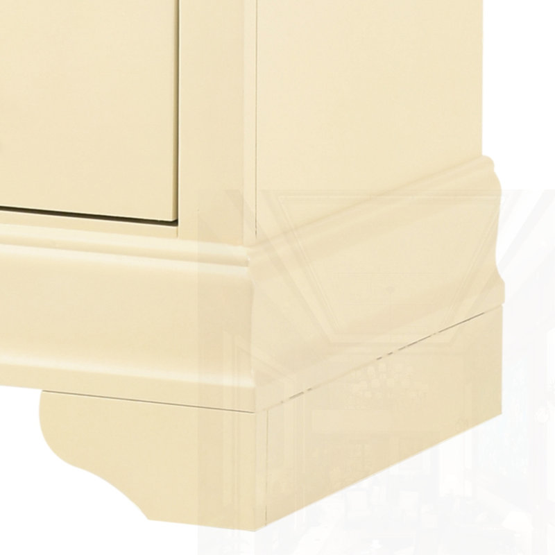 Table de chevet classique avec tiroirs, Beige
