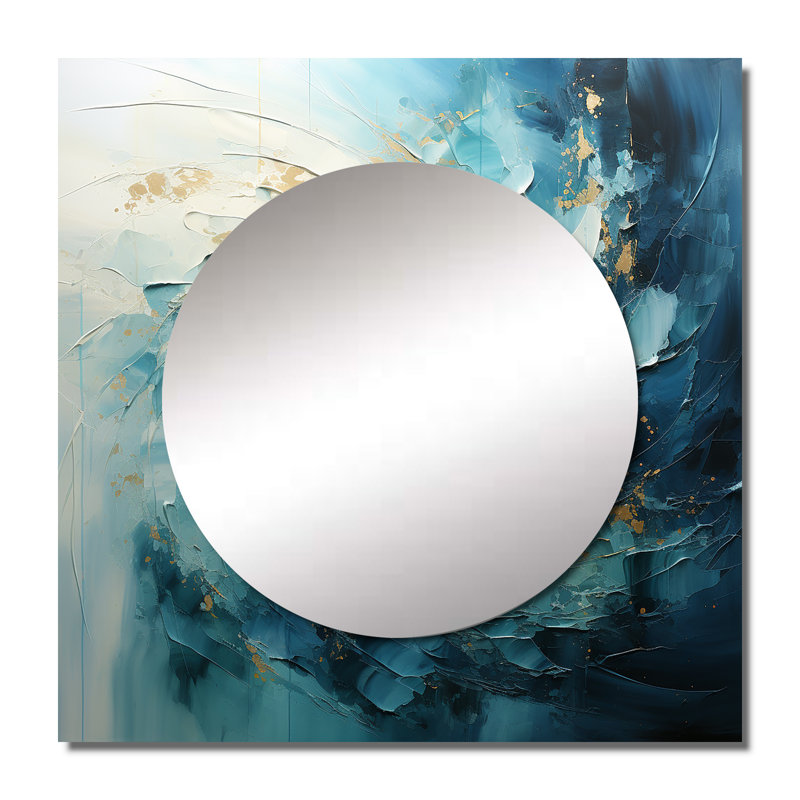 Autrey - Miroir mural de salon abstrait à spirales abstraites, 36 po x 36 po
