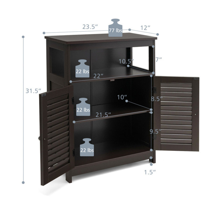 Tyann Bathroom Cabinet, Brown