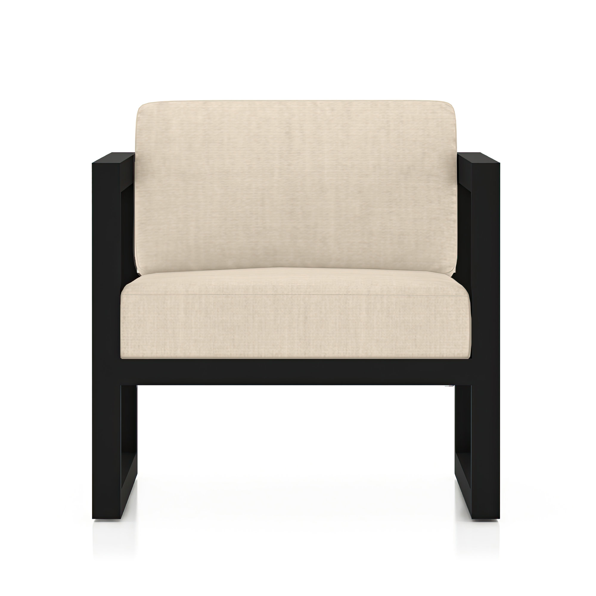 Smith Outdoor Lounge Chair with Sunbrella® Cushions, Canvas Flax, Black
