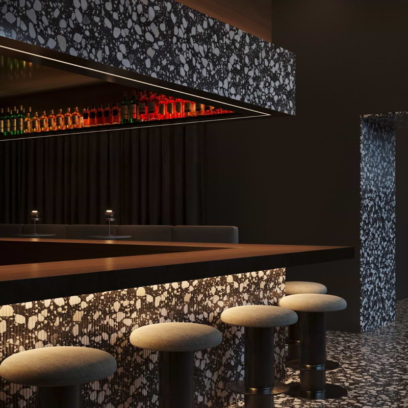 Terrazzo Italy Fluted Honed Terrazzo Tile, Sacra Nero Black/White