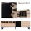 Meuble télé moderne avec double espace de rangement, console multimédia, centre de divertissement avec porte rabattable pour le salon, la chambre à coucher, le cinéma maison-1535109653