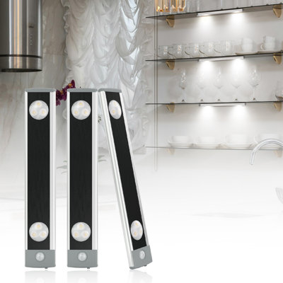 Lepotec Under Cabinet Lights - 6LED Wireless Motion Sensor Cool Light, Rechargeable, Spotlight for Kitchen & Hallway