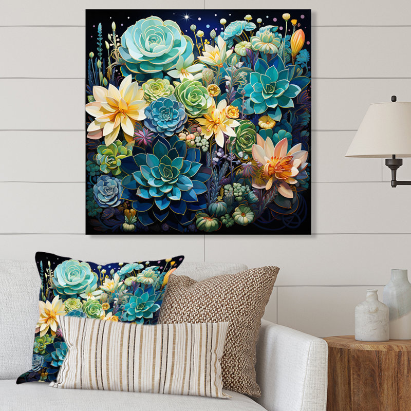 Sarcelle sarcelle - impression florale en métal, H 16 po x l 16 po x P 1 po