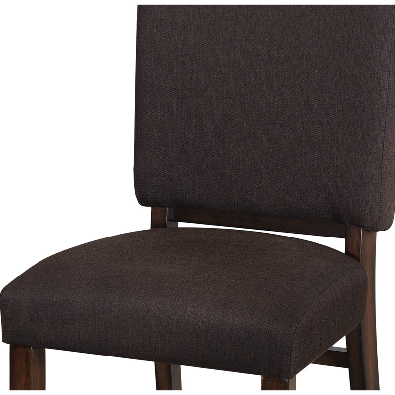 Chaises d'appoint de salle à manger, 2 pièces, revêtement brun chocolat, structure en bois au fini noyer pour chaises élégantes revêtues de tissu brun, bois