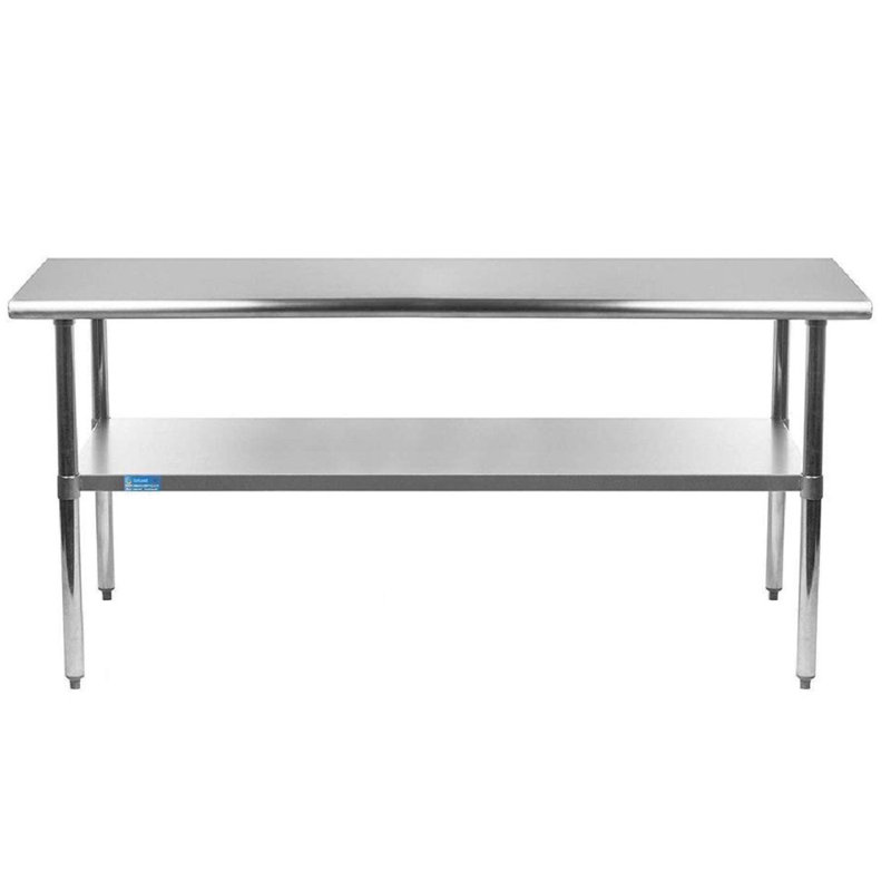 Table de préparation en acier inoxydable. Table de travail en métal de calibre 18 avec tablette inférieure. NSF