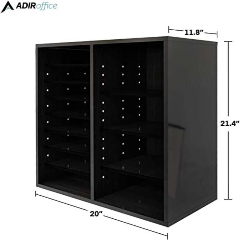 Black MDF Adjustable 16 Compartment File Storage Sorter Set