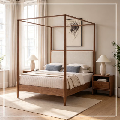 Très grand cadre en bois très grand Cambria avec tête de lit tapissier Boucle