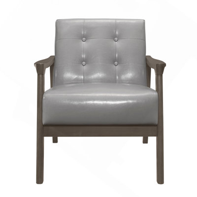 Chaise d'appoint rembourrée capitonnée à boutons capitonnés gris Mid-Century Modern Furniture