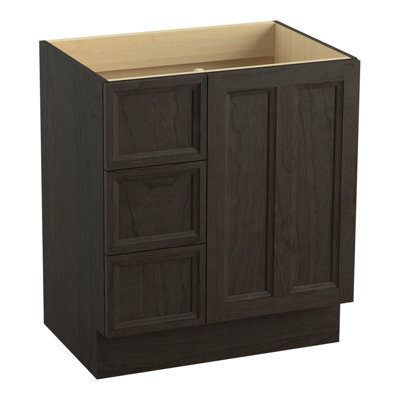 Meuble-lavabo de 30 po avec porte-pieds Damask®, 1 porte et 3 tiroirs à gauche