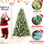 Arbre de Noël 72 pouces 72 pouces avec 300 lumières douces et chaudes, 988 branches, 66 branches de pin, une structure à charnières à installation rapide et un support solide 6 lumières DEL préinstallées