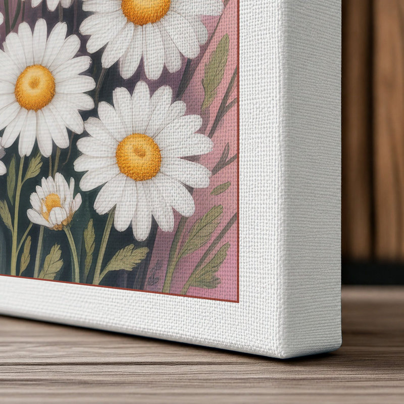 Daisy Arrangement Botanical - Wrapped Canvas, 24x16 - 61.0 x 40.6 cm, White Border