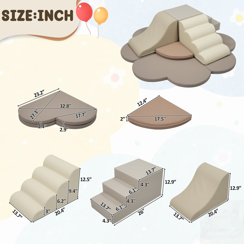 Ensemble de structures de jeu en mousse souple pour le développement de l'enfant, ensemble d'activités d'escalade et de rampement 6 pièces