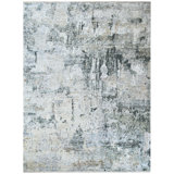 Abstract Area Rug in Gray/Green/Purple/Beige