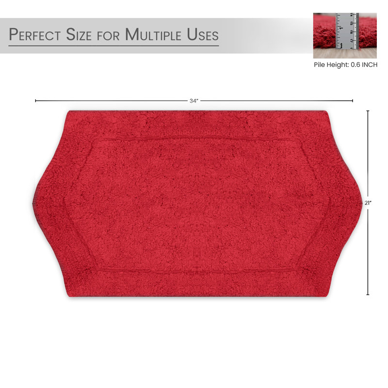 Tapis pour salle de bain Morissette, L 21 po x L 34 po, Rouge