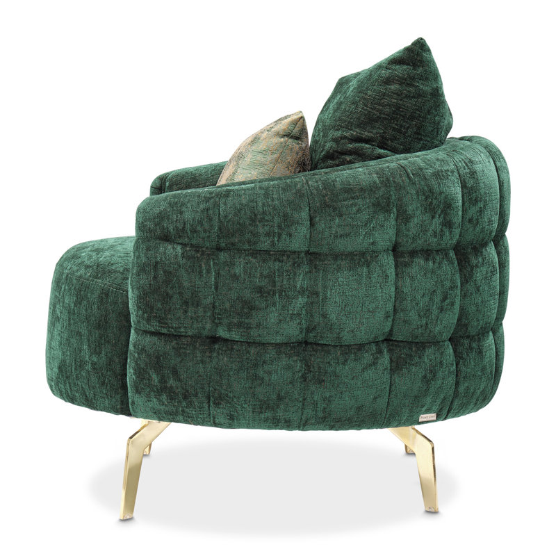 A La Carte Barrel Chair, Gold, Emerald Chenille