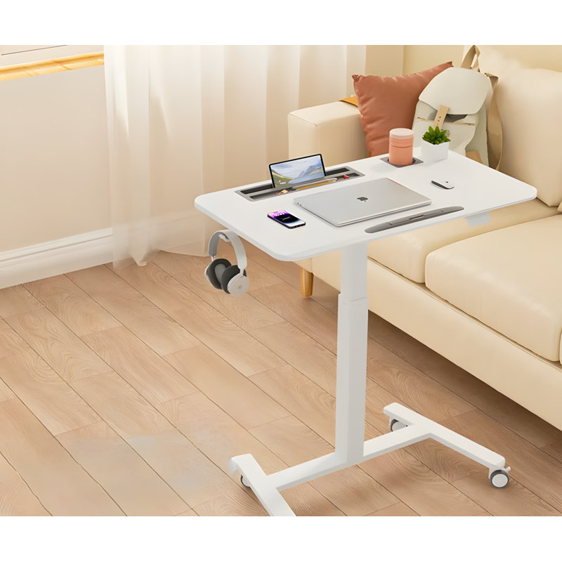 Adjustable Height Mobile Standing Desk With Large Work Surface - Rolling Laptop Table For Home And Office Ergonomic Workspace