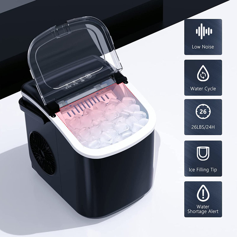 Antarctic Star 26 Lb. Daily Production Bullet Ice Portable Ice Maker, Black