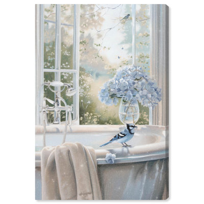Bluebird Bathroom Canvas Glam Bathroom Art by Art Remedy