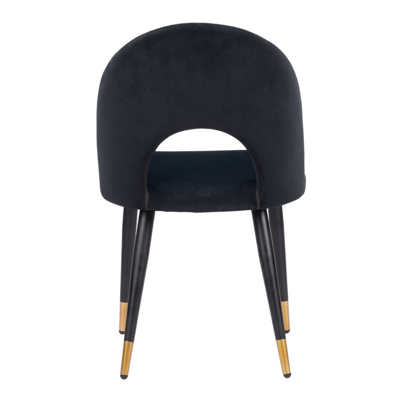 Ensemble de deux chaises d'appoint à dossier ouvert en velours noir et doré, Noir