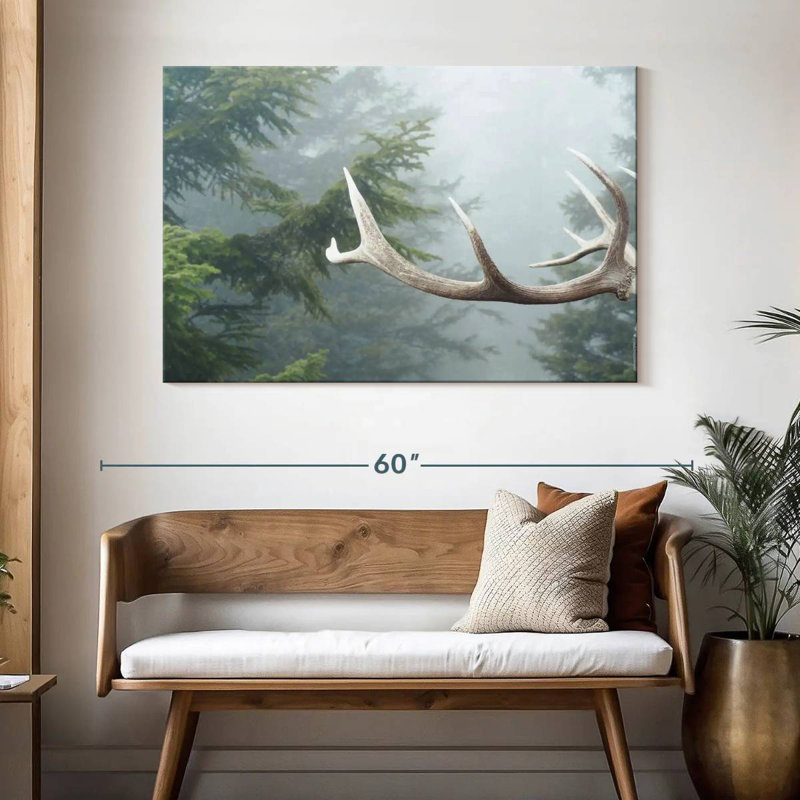 Bois de cerf et pins, H 32 po x l 48 po