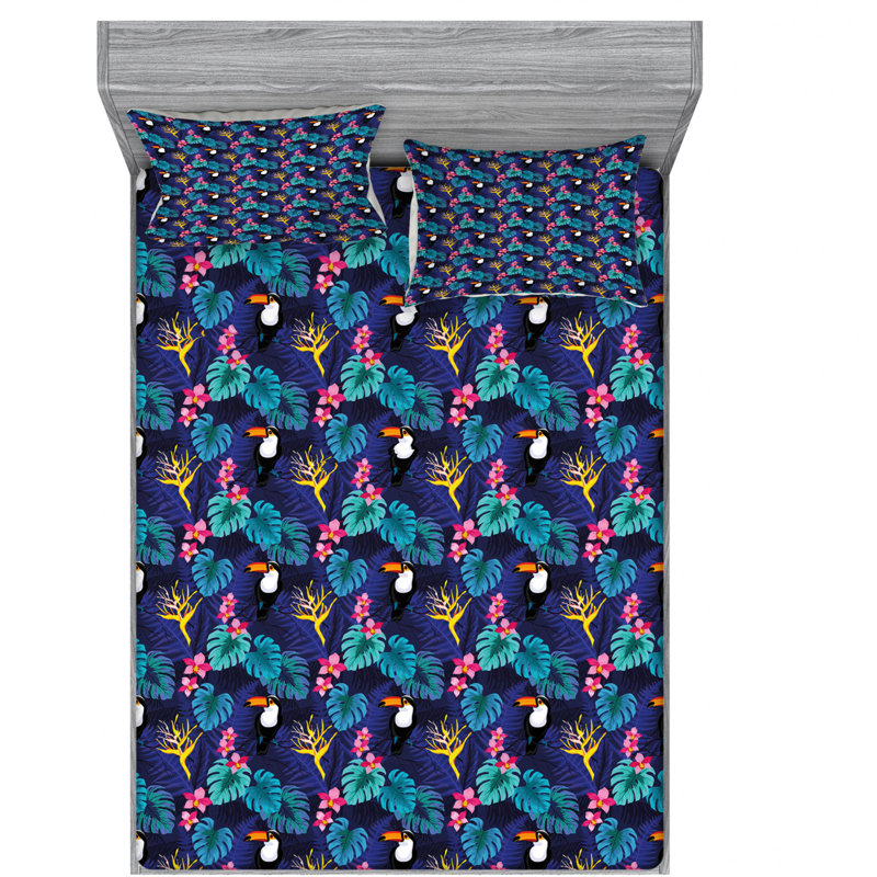 Ensemble de draps Aloha, Ensemble de drap pour grand lit avec drap-housse