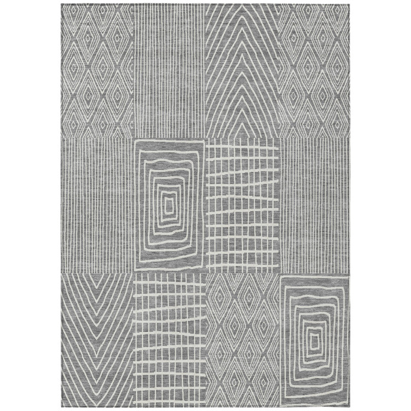 Owen Grey Washable Indoor-Outdoor Rug - , 8' x 10'