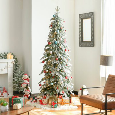 Hersi Flocked/Frosted Realistic Spruce Christmas Tree with LED Lights