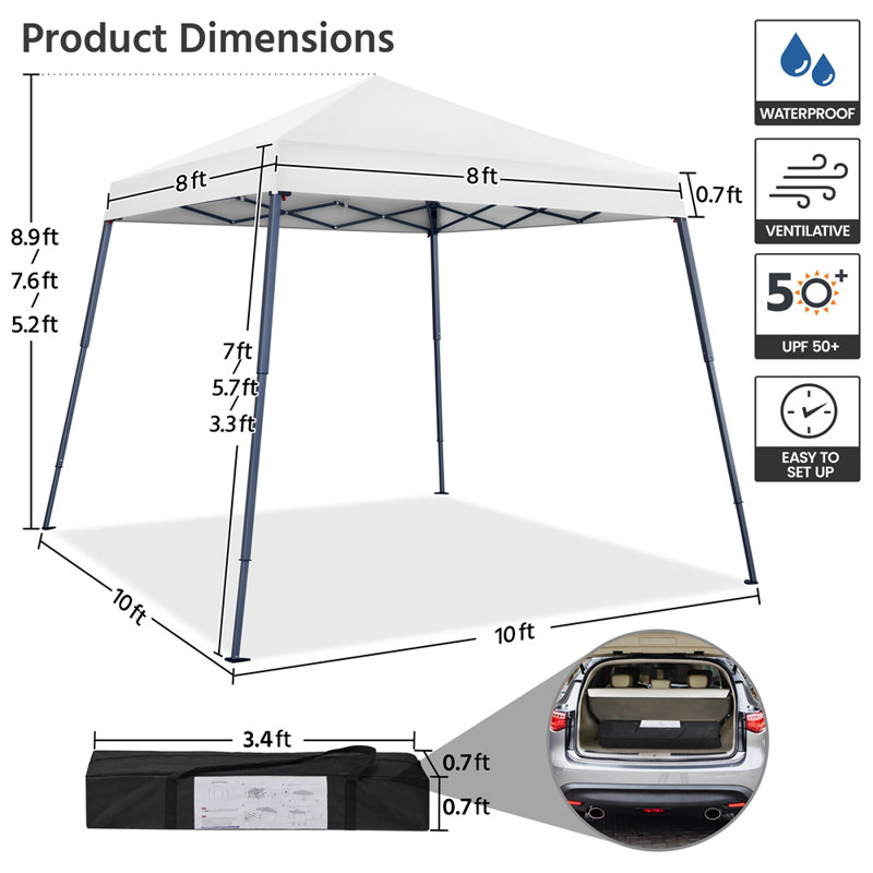 Auvent 10 x 10 pi avec sac de transport, Blanc