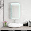 Armoire de salle de bain illuminée en fer argenté avec rangement illuminé