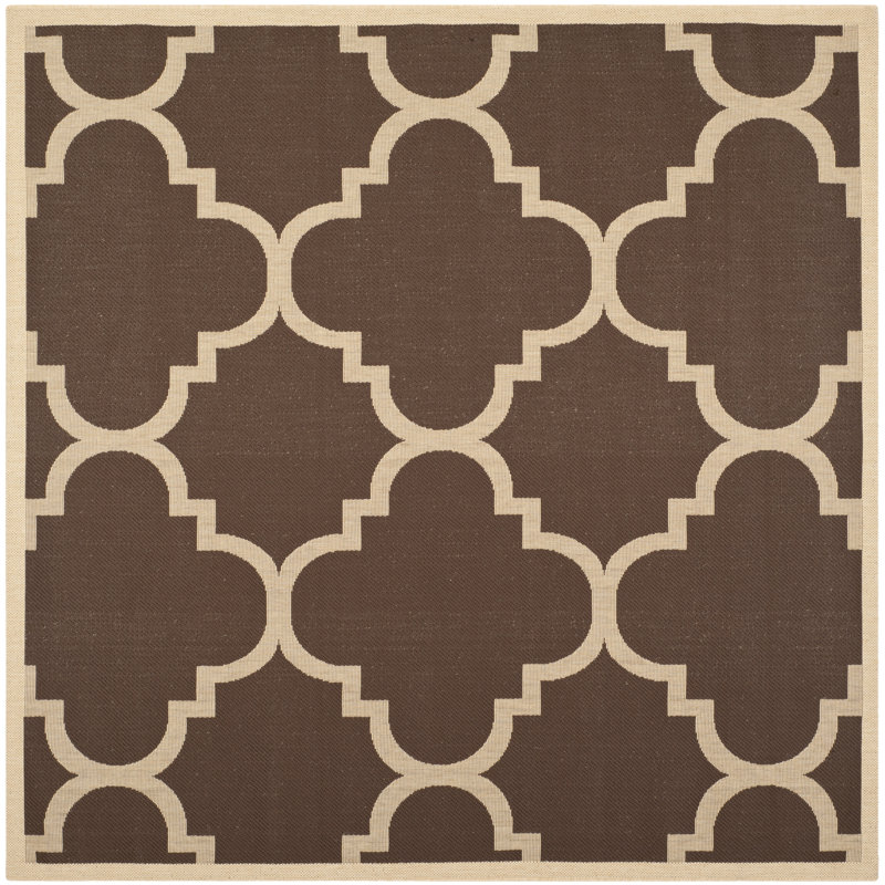 Tapis d'intérieur / extérieur à motif géométrique Courtyard Performance, Carré 6 pi 7 po