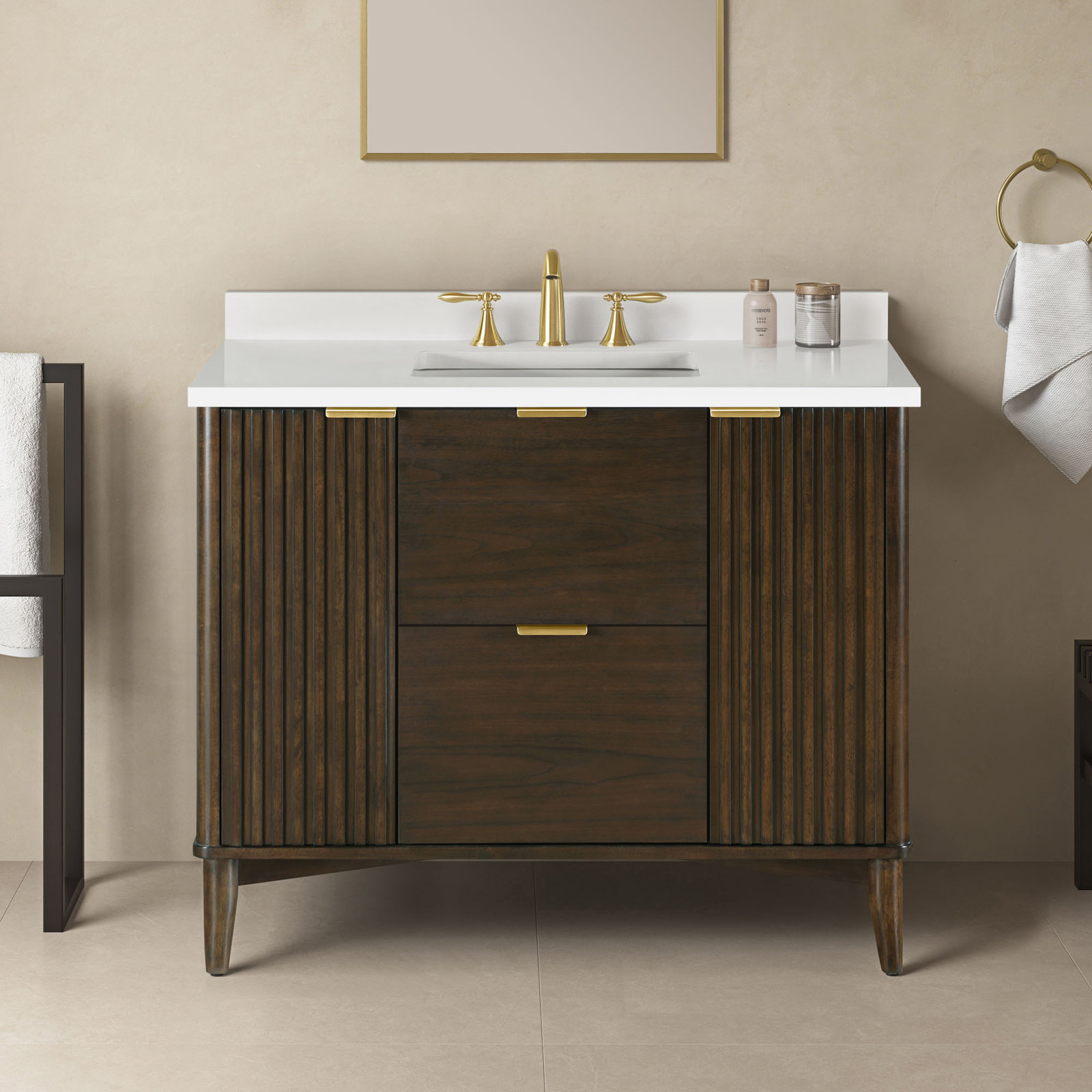 Gabi 42" Single Bathroom Vanity, Dark Walnut