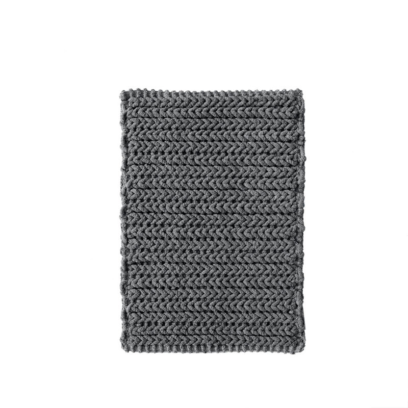Tapis 100% coton en chenille - durable et élégant, Gris, L 0,5 po x l 17 po