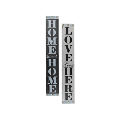 Plaque verticale en bois (Home Sweet Home / Love Lives Here) (ensemble de 2)